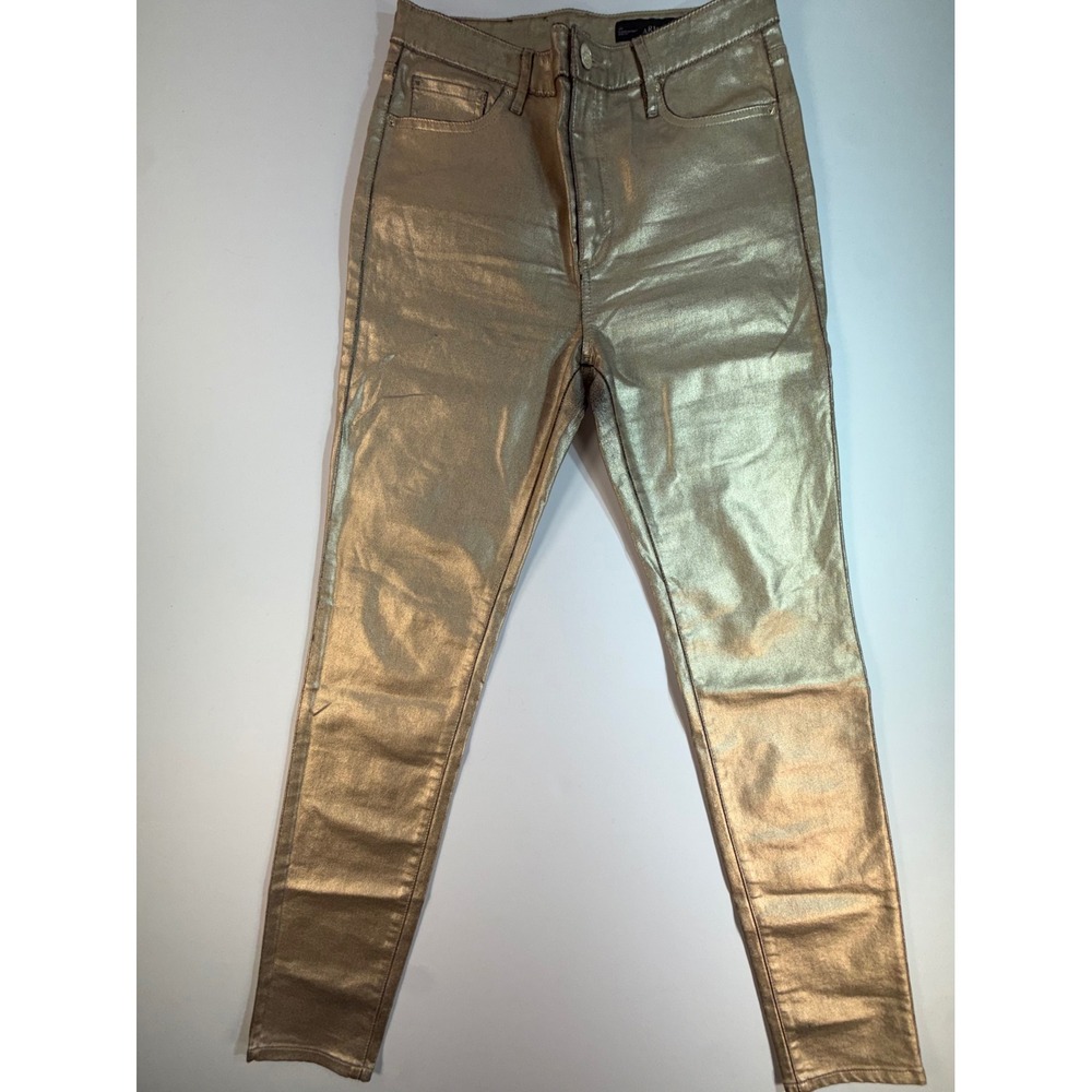 Armani Exchange J24 Super Skinny Metallic Gold Foil Denim Jeans Size 29